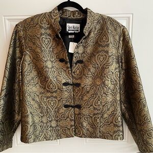 Vintage Late 1980’s Sheri Martin Gold Brocade Blazer/Jacket, Sz L!